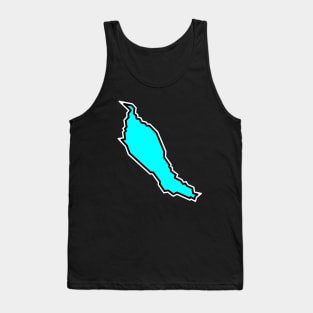 Denman Island in Bright Light Turquoise Blue - Simple Silhouette - Denman Island Tank Top